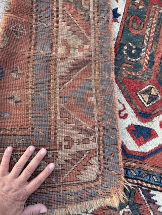 Early Kazak Caucasian Rug for the discerning collector with clear aubergine, spacious drawing and tight weave. Its probably me imagining things but I see four eagles in the field corners facing inwards!  ...