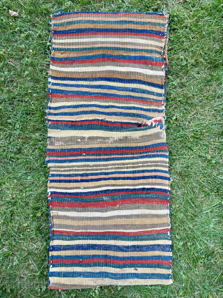 Beautiful Tribal Saddle Bag/Khordjin from southern Caucasus complete with striped kilim back and closure loops. Most likely from Moghan region and possibly woven by a member of the Shahsavan Tribal confederation in  ...
