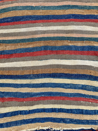 Beautiful Tribal Saddle Bag/Khordjin from southern Caucasus complete with striped kilim back and closure loops. Most likely from Moghan region and possibly woven by a member of the Shahsavan Tribal confederation in  ...