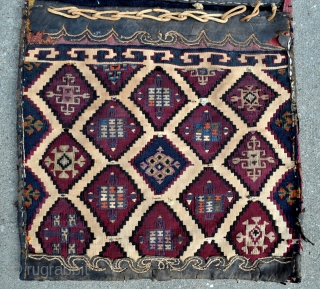 For the Collector of Rare! Southeast Anatolian Reyhanli Saddle Bags. Has some silk highlights and some silk good luck charm knots, see close ups. - 17" x 48" - 44 x 122  ...