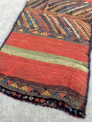 Northwest Persian Kurdish Saddle bags, complete with beautiful kilim back, meaty silky pile, some old damages consistent with use  - 19" x 44" - 50 x 112 cm.    