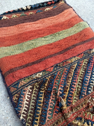 Northwest Persian Kurdish Saddle bags, complete with beautiful kilim back, meaty silky pile, some old damages consistent with use  - 19" x 44" - 50 x 112 cm.    