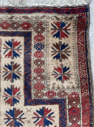 Real Camel-wool Baluch Prayer Rug with a different rendition of the classic tree of life pattern and sophisticated drawing of the s motif in the minor borders. Remarkable preservation, full pile with  ...