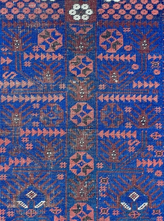 Timuri Baluch Rug with rare field pattern we don't see often, low pile, nice kilim ends and original selvages. - 2'9 x 5'3 - 83 x 162 cm     