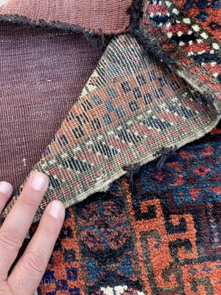 Beautiful Baluch Balisht with powerful design and lovely saturated colors complete with original kilim back - see close up images for more accurate colors or better yet ask me to email them  ...