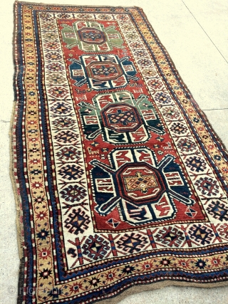 Funky Tribal South Caucasian Karabagh rug, thick meaty pile and great natural colors, just washed and sparkling! dated 1882? few old small repairs, original macrame ends and selvages, please let me know  ...