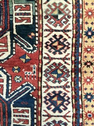 Funky Tribal South Caucasian Karabagh rug, thick meaty pile and great natural colors, just washed and sparkling! dated 1882? few old small repairs, original macrame ends and selvages, please let me know  ...