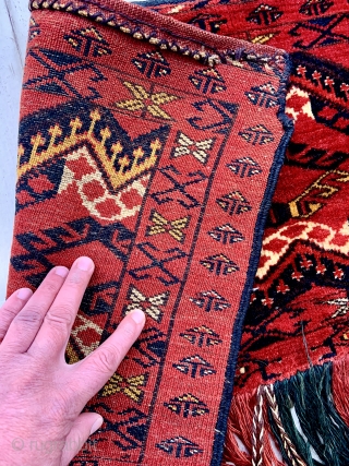 Lush Ersari Turkmen Trapping with corroded silk highlights, silky smooth wool, and full pile.                   