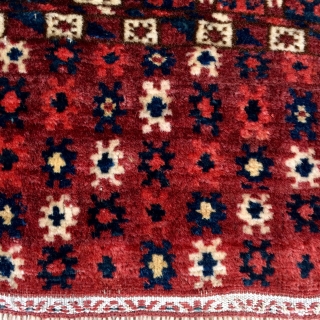Fine small format Tekke Turkmen Wedding rug in great condition, beautiful colors including a pale yellow and first row of Guls has some insect dyed silk highlights. Circa 1870 - 3'1 x  ...