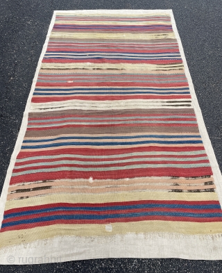 Predecessor Of Modern Art Paintings - Central Anatolian Kilim from mid 19th century - professionally conserved mounted on heavy linen fabric - ready to display! - approx. 5' x 9' - 152  ...
