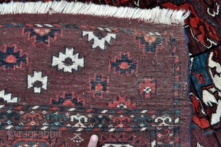 Yomud Turkmen Main carpet - 6’6 x 9’10 – 198 x 299 cm. - see link for details and more pictures - http://www.yorukruggallery.com/product/yomud-turkmen-main-carpet-66-x-910/          