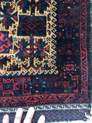 Super Fine Baluch Balisht with Silky smooth pile complete with kilim back and in Great condition! 22" x 42" - 56 x 106 cm.         