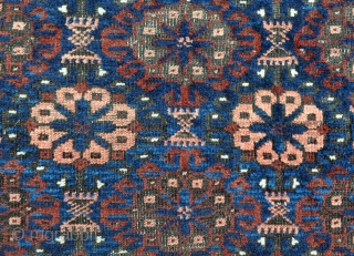 Antique Baluch rug with Khaf Guls and a very well drawn bold Mina-khani border. The glossy silky wool pile adds to its visual charm as well. - 3'3 x 5'5 - 99  ...