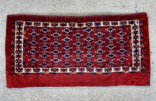 Yomud Turkmen Mafrash Bag with tight weave, great wool and colors - Love the positive/negative patterns in the field and border - 28" x 14" - 72 x 36 cm - Extra  ...
