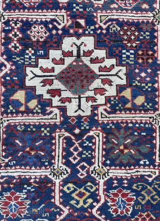 Caucasian Kuba Karagashli Rug with lovely colors and drawing, old repairs and old looking back - 3'5 x 5'1 - 105 x 155 cm - contact for details...     