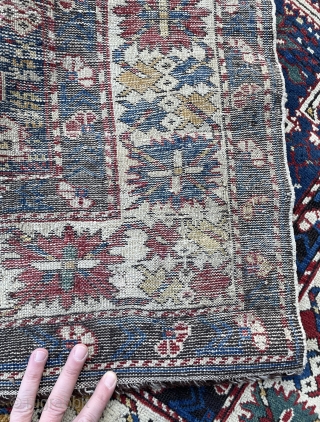 Caucasian Kuba Karagashli Rug with lovely colors and drawing, old repairs and old looking back - 3'5 x 5'1 - 105 x 155 cm - contact for details...     