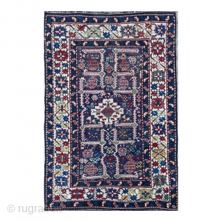 Caucasian Kuba Karagashli Rug with lovely colors and drawing, old repairs and old looking back - 3'5 x 5'1 - 105 x 155 cm - contact for details...     
