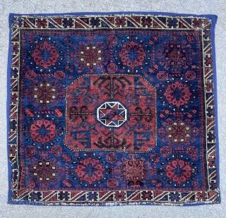 Timuri Baluch Bagface with Star in Octagon and Khaf-Gul pattern, very nice border as well - 19th c.               