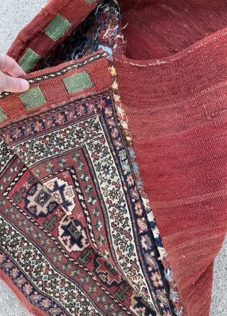 Shahsavan Sumak Bag complete with red kilim back in good original condition with beautiful colors including purple - see detail pictures -           