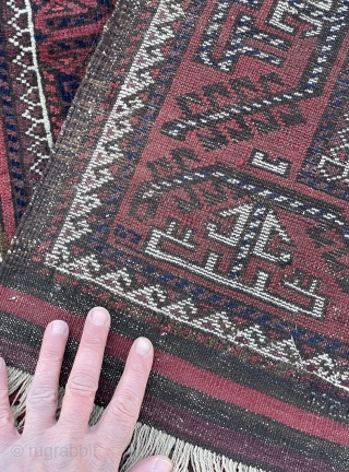 Baluch Rug from late 19th c. with lovely patterns framed by a well drawn border - 3'1 x 5'2 - 94 x 156 cm         