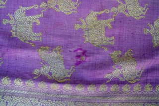 Brocade Sari, 115x450cm, North India, probably Varanasi.
Early 19th century
Silk, metal threads
Good condition for this age, 3 small holes, somehow brittle
Please visit my website www.m-beste.de         