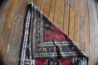 Kelardasht runner, early 20c. Nice and tightly woven with bold colors and details throughout. 10"6" x 3"7" From the private collection of a Charleston couple.        