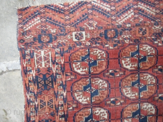 An antique tekke wedding rug, 4ft6 x 3ft6 good colours and interesting design, very slightly worn ,new find will clean well,much nicer than the pics suggest.       