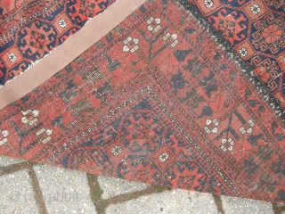 An antique belouch rug nice colours even corrosion and a few other issues as seen but a very pretty antique rug will clean well approx. 4ft9 x 2ft9.     