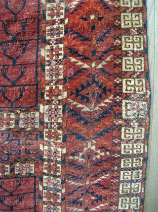 A lovely mid 19th century Tekke Ensie. Very soft wool , a great hanging piece cleaned and velvety in feel. Looks better than the pictures. small size.      