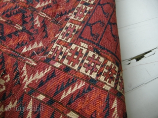 A lovely mid 19th century Tekke Ensie. Very soft wool , a great hanging piece cleaned and velvety in feel. Looks better than the pictures. small size.      