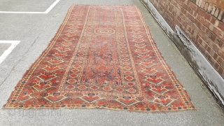 A beautiful Antique Beshir Kelleh mid 19th or earlier. Lovely colours though needs a clean.
The piece is solid but has some wear and small areas of damage.
Size is 400x 180cm approx
price does  ...
