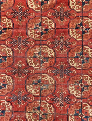 Antique mid 19thc tekke carpet.
270x185. Some wear and damage but good age and colour
800usd plus shipping                 