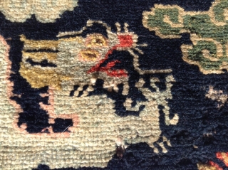   

 Here is a whimsical Tibetan Dragon sitting mat. Probably
 dating to the early 1900's or possibly earlier. The mat
 measures 24" X28" (61 cent. X 71 cent.) and is  ...