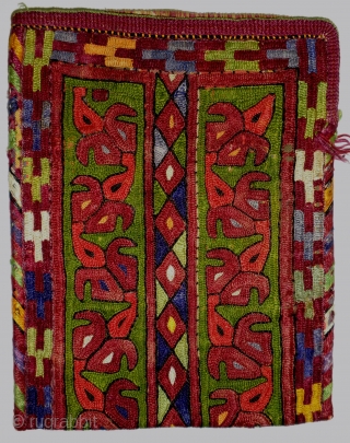 A lovely Ersari Turkoman purse/tea bag from the late 19th. Century.
Often these purses were used to carry money or tea (which is near
as valuable as money in Central Asian tribal life. 
Measuring  ...