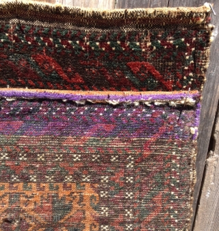 Here is a lovely camel hair field Baluch balisht dating to around 1870/1880. Measuring 19" x 38" the balisht face is in very good condition with mostly full pile. Deep rich colors  ...