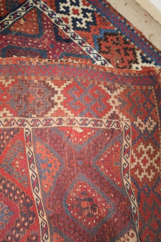 East Anatolian baklava design rug, madder and insect reds, lustrous wool, lots of staggered knotting, Sarkisla?                 