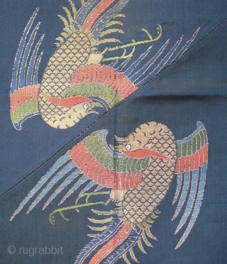 Gold brocaded silk fragment- Kangxi period.
High quality gold brocaded silk fragment with two birds, early Kangxi, 2nd half 17th century. It was possibly part of a chair cover and altered in Tibet  ...