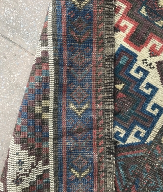 A white Memling Carpet , Baluchistan , Circa 19th , size : 196x97cm.
Very nice colors and drawling , great light blue border . needs to be cleaned , 
Condition as photos here,  ...