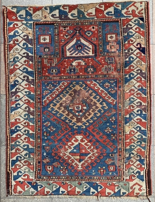 Beautiful colors , older example and unusual caucasian Prayer rug in condition as you see , size : 118x90cm , Price : if you 1200 euros and good taste , just buy  ...