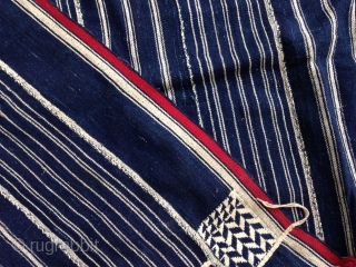 Beautiful African Indigo embroidered ( Malian women Manto ! ? ) 
with some nice red and orange color.
Don't ask me no more images please.Thanks.
Size : 183x136
Circa : Early 20th.    