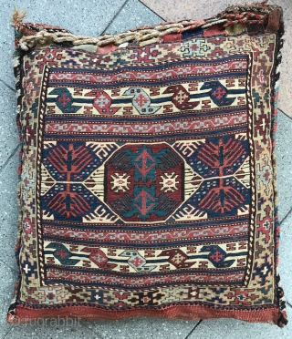 Exceptional Shahsevan bag from NW Iran Khamseh region, C 19Th size : 57x54cm, 
Eagle group as you see in center. 
it has been used as a cushion in a French good house.  ...