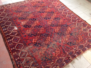 September Sale :
Beautiful Bashir main carpet in a rare square size but condition as you see !
like it as it is …
Some old repairs on but One good Gul from is enough  ...