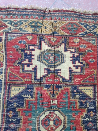 September sale :
Pretty Caucasian rug ( Lezgi ) with a nice Kufik border and colours.
Size : 141x92
Circa : 1870s
              