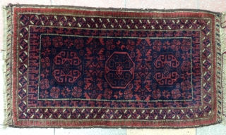 Nice Baluch Poshti ( NE Persian ) with good dyes and pile.
Needs to be washed :)
very good condition.
Circa : End 19th.            