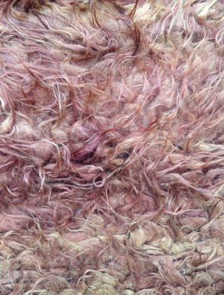 September Sale : Beautiful old Tibetan long pile rug ! With big knots !
Lovely Wool and natural Abrash makes it Abstract .
The same color changes in different lights as photos ! lovely.
Size  ...