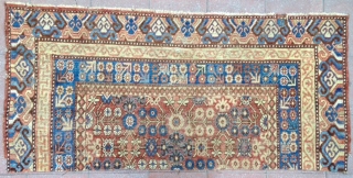 Beautiful type of Rare Kashkar rug ( fragment )
Warp : Cotton , Weft : wool .
Size : 177x150cm
Circa : Second half of 18th.          