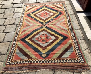 Southpersian Gashgai Kilim
Mid 19th century with condition problems
260x162 cm                        