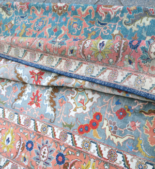 Antique Tabriz rug dating from about 1920 with an allover 'Shah Abbas' design that's generously spaced giving the rug an open and relaxed look.
Signature cartouche at one end.

Modern Times
moderntimesberlin.com
email: moderntimesberlin@web.de
tel: +49 (0)173  ...
