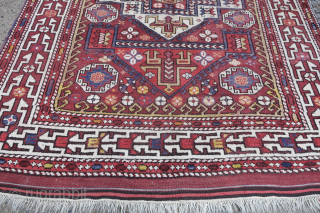 Bergama rug 260 cm x 188 cm early 20th century, very good condition, one corner repaired and one fold-wear repair well blended.           