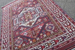 Bergama rug 260 cm x 188 cm early 20th century, very good condition, one corner repaired and one fold-wear repair well blended.           